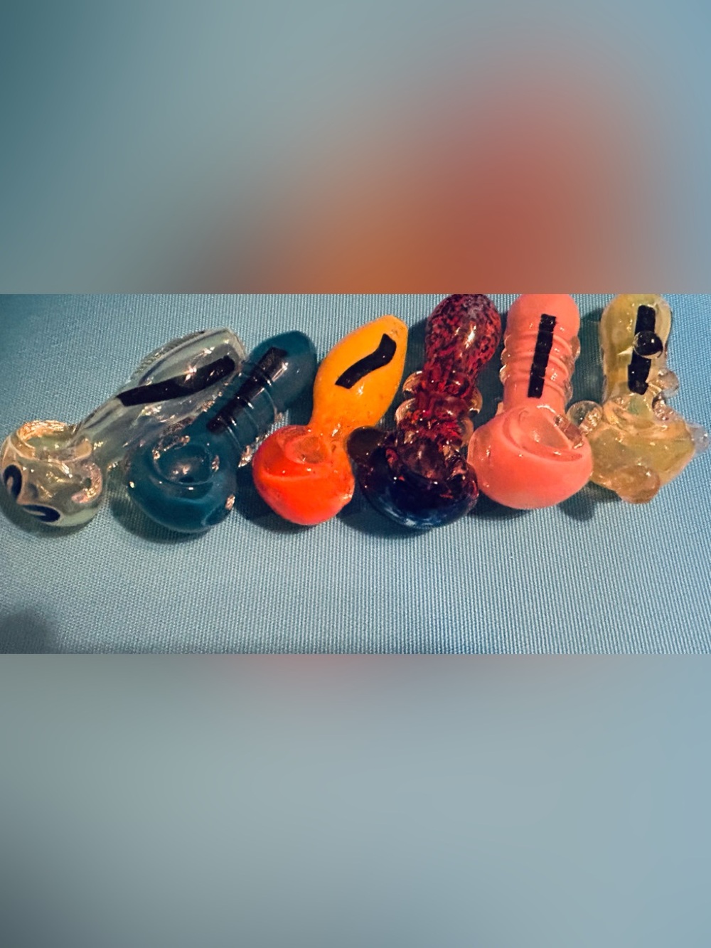 Colorful Hand-Blown Glass Art - 6 Pieces